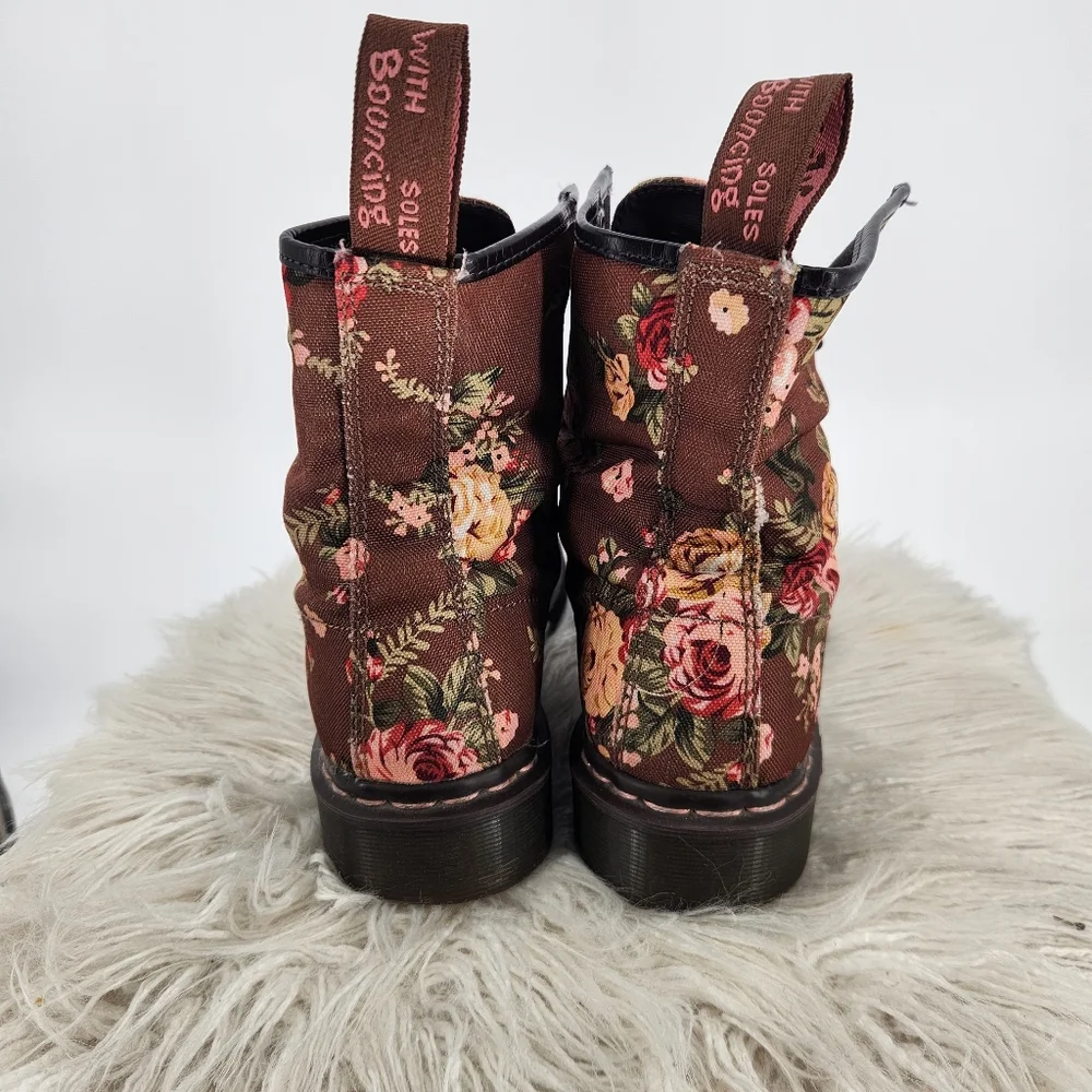 RARE Dr. Martens Brown Victorian Rose Floral 11821 - Picture 3 of 8